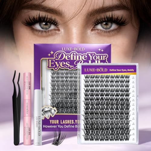 Wimpern Extensions Set Volume Cluster Lashes Wispy Wimpernverlängerung Fluffy Eyelashes Kit Künstliche Wimpern Mit Kleber Entferner Applikatoren 126Pcs CC Curl