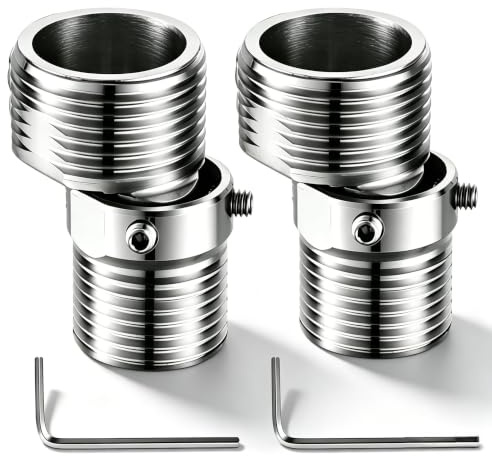 PHMING 2 Piezas Grifo de Ducha de Acciaio Inossidabile Ajustable 1/2 a 3/4, 360° Ajustable Pie Curvado Angular, Excentricas Grifo Regulable, Retráctil, con 2 Llaves Hexagonales, para Baño, Cocina