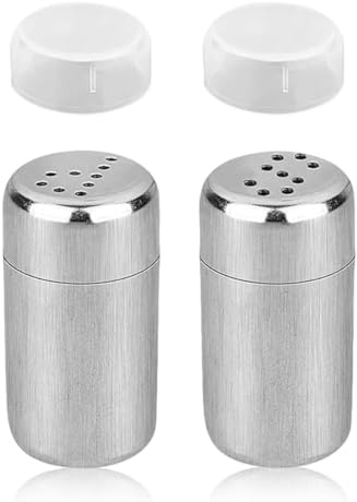 Mini Salzstreuer,Mini Salzstreuer für Unterwegs,2 Stück MiniSalzstreuer fürUnterwegs,Edelstahl Salz,5ml SalzstreuerKlein mit Deckel,Salz und Pfefferstreuer,Geeignet für Restaurants und Grill im Freien