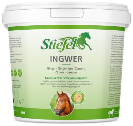 Stiefel Ingwer für Pferde, 100% naturbelassener Ingwer, kann die Atemwege & Gelenkgesundheit unterstützen sowie das Bronchialsystem, 1kg