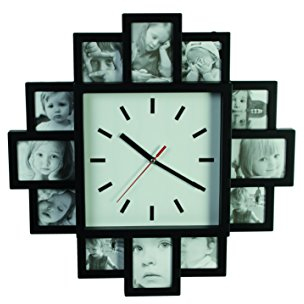 Out of the blue 79/3015 Kunststoff-Wanduhr mit 12 Bilderrahmen