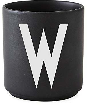 Design Letters - Personal Porzellanbecher - schwarz - W - Arne Jacobsen - Design - Tasse