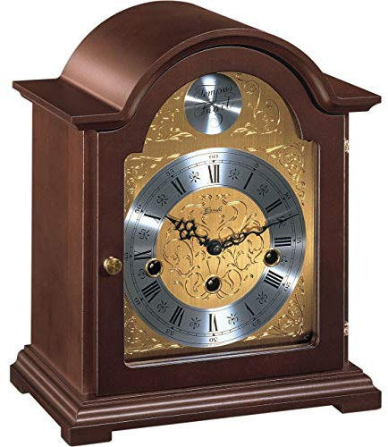 Watching Clocks Arthur Cameron - Hermle Bethnal Mechanical Mantel Clock with Etched Gold Dial and Westminster Chime (25.5 x 21.5 x 14 cm)