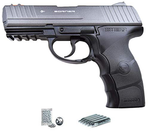 Borner W3000 | Pack Pistola de balines (perdigones Bolas de Acero BB's). Arma de Aire comprimido CO2 Calibre 4,5mm <3,5J