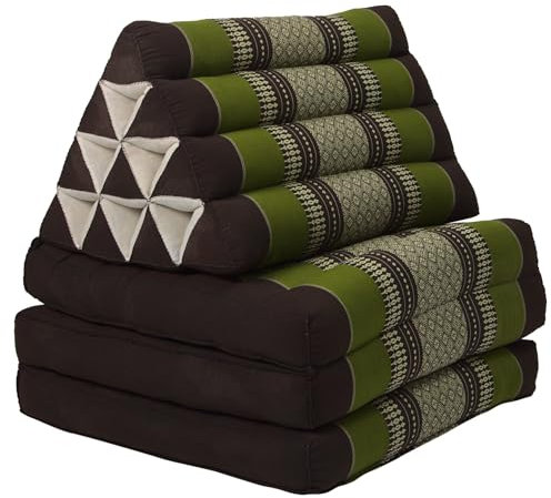 Fine Asianliving Thaikissen Dreieckskissen 3 Auflagen Kapokfüllung 50x175x8cm Grün Thai Kissen Meditation Matte Matratze Kapok 301-A02