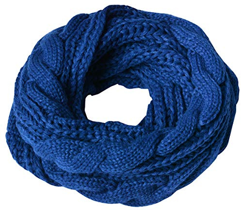 Miobo stickad slinga halsduk, flätmönster, varm ull, hög kvalitet, 60 x 30 cm, blå, 65 x 30cm