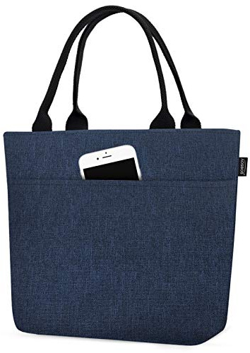 AOSBOS Kühltasche Klein Leicht Lunch Tasche Isoliertasche zur Arbeit Schule Faltbar Wasserdicht Reißverschluss Blau
