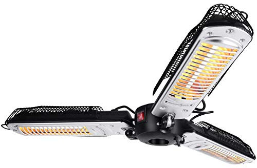 WANGZI Electric Umbrella Heater, 2000W Parasol Patio Heaters With 3 Heating Panels, WaterProof Space Heaters For Garden Terrace Home,Black