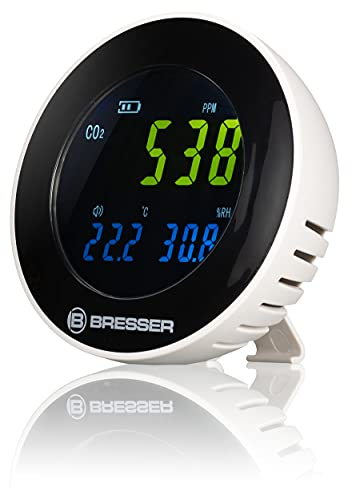 Bresser 7004040 - Rilevatore di CO² con registro dati per il monitoraggio della concentrazione di anidride carbonica, della temperatura e dell'umidità grigio