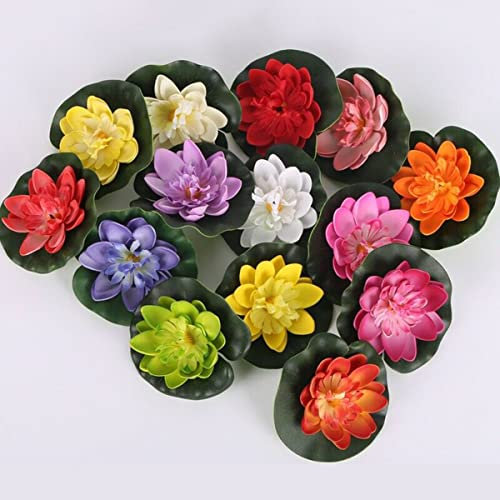 Lot de 5 fleurs de lotus artificielles flottantes en mousse pour décoration de bassin de jardin