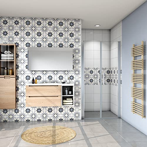 Mampara de ducha - Vidrio Templado 6mm - Easyclean - Dos hojas frontales - Disponible en varios tamaños - 90x195cm