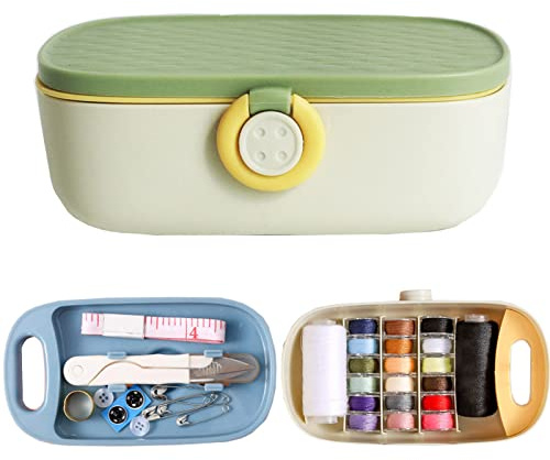 Kit de couture pour adultes, kit d'aiguilles et de fils, trousse de couture de voyage portable en plastique, kits de couture pour les adultes, fournitures de couture de base accessoires de couture