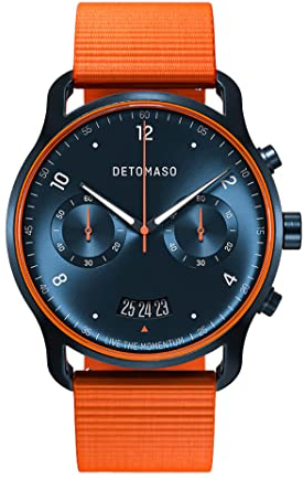DeTomaso SORPASSO Velocita Blau Orange Herren-Armbanduhr Analog Nylon Armband Orange