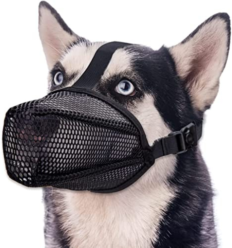 Norhogo Munkorg för hundar med rundat nät, ventilerande munkorg, för små medelstora och stora hundar, justerbart ätskydd, hund, bitande och tugga (M)