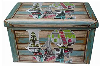 Biscottini Pouf de rangement pour enfants et adultes 60 x 35 x 35 cm | Boîtes de rangement refermables avec couvercle | Pouf de rangement carré avec décorations