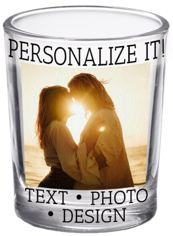 Personalised Printed Photo 74ml Shot Glass, 18th birthday gifts for boys and girls, Birthday Decorations, Gifts for Him or Her, custom customised image or pictures – bachelor or bachelorette party | Upload any photo and add custom text for a funny keepsake, party favor, birthday gift, wedding toast, or barware gift.