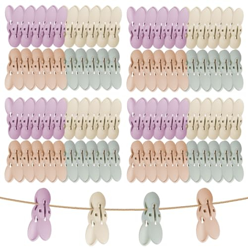 GAOHUI 60Pcs Clothes Pegs for Washing Line, Laundry Pegs Clothes Clips, Beach Towel Clips for Garden, Sunbeds Sun Loungers Pool Chairs (4 Colors)