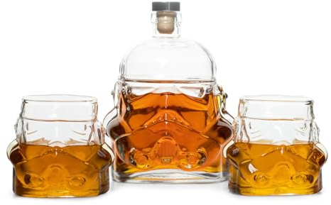 Original Stormtrooper Dekanter-Set mit 2 x 3D Whisky-Gläsern, für Whiskey, Bourbon, Scotch & Gin, 750 ml Dekanter mit originaler Korkdichtung, 300 ml Gläser - Thumbs Up!