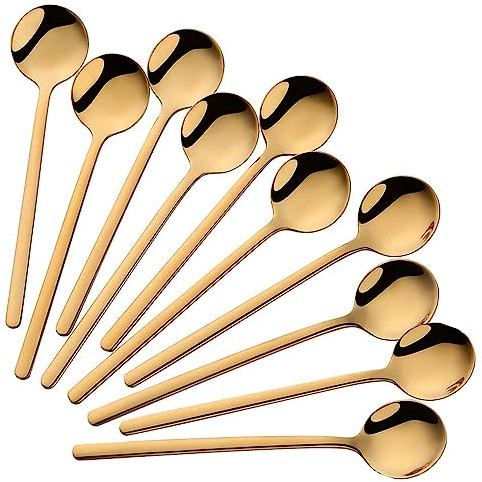 10 Pack Mini Stainless Steel Espresso Spoons Set - Mini Teaspoons for Coffee, Sugar, Dessert, Cake, Ice Cream, Soup, Cappuccino
