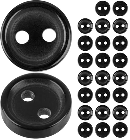 Knappar för kläder, 24 st, 2-hålade, Ø 8,9 mm, i svart, av polyester, storlek 14L, hartsknappar för jacka, rock, skjorta, polotröja, DIY-knapp av syntetiskt harts, tvättknappar, basknapp