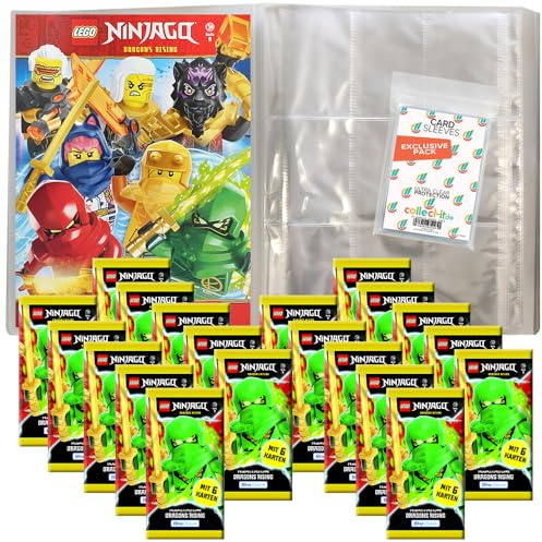 Bundle mit Lego Ninjago Serie 9 Trading Cards - 1 Leere Sammelmappe + 20 Booster + Exklusive Collect-it Hüllen