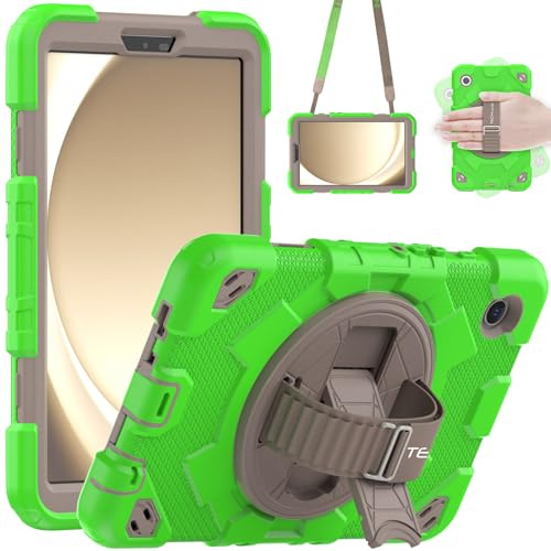 TECHGEAR SUPE Case fits Samsung Galaxy Tab A9 8.7 (SM-X110 / SM-X115) Tough Rugged HEAVY DUTY Shockproof Fun Case for Kids Boys Girls with 360 Rotating Stand, Hand Strap & Shoulder Strap