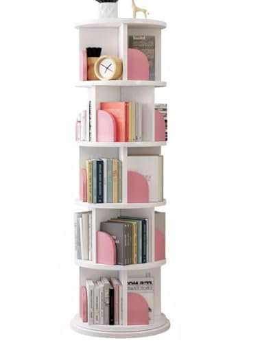 Libreria Girevole Rosa Scaffale Da Pavimento Di Grande Capacità Semplice Scaffale Per Libri Illustrati Per Studenti Libreria Multistrato Per Libreria Domestica (Color : Rosa, S : 5 layers)