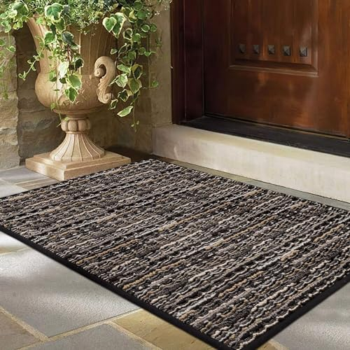 Biscpro Fußmatte 60x90cm Innen Schmutzfangmatte,Schwarz türmatte,rutschfeste Waschbar Fussmatte,Sauberlaufmatte Teppich Floor Mat für Garten,Küche,Patio,Flur,Porch