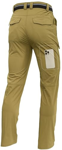 LINLANG EN Men's Lightweight Hiking Cargo Pants Waterproof Quick Dry Travel Fishing Climbing Work Outdoor Pants Mud