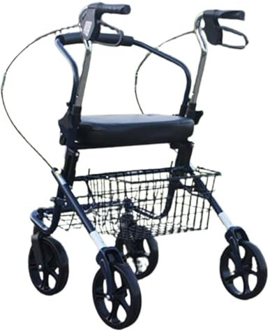 Deambulatore Rollator Pieghevole,Deambulatore per Anziani con 4 ruote,deambulatore da esterno,con Maniglia Regolabile in Altezza,Per esterno e interno A