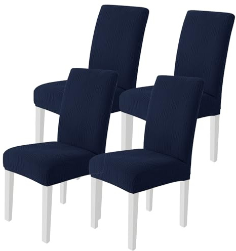 Ystyle Stretch Stuhlhussen 4er Set, Stuhlbezug Elastisch Abnehmbarer Waschbarer, Stuhlbezüge Chair Cover Langlebig Universal, Für Hotel Bankett Küche Restaurant Hochzeit Party, Dunkel Blau