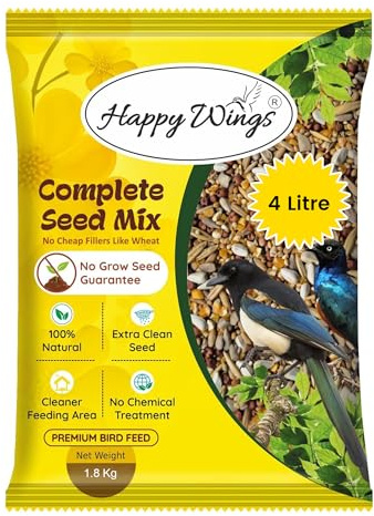 Happy Wings NO GROW Complete Seed Mix Bird Food for Wild Birds - Highly Nutritious Bird Feed - (1.8 Kg)