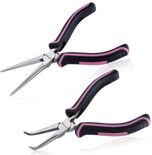 LEONTOOL Mini Needle Nose Pliers Set - Small & Long Nose Pliers with Soft Grip for Jewelry Making & Wire Wrapping