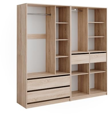 Vicco Kleiderschrank Elmo, Sonoma, 200 x 200 cm | 2er Set, für flexible Aufbewahrung verschiedenster Kleidungsstücke