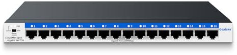 16-Port Gigabit Switch,Easy Smart Managed,Plug & Play,Desktop/Wall-Mount,Sturdy Metal,Home Network Hub,Office Ethernet Splitter,Silent Operation,Support QoS,Vlan,DHCP,Web Interface/Phone App Monitor