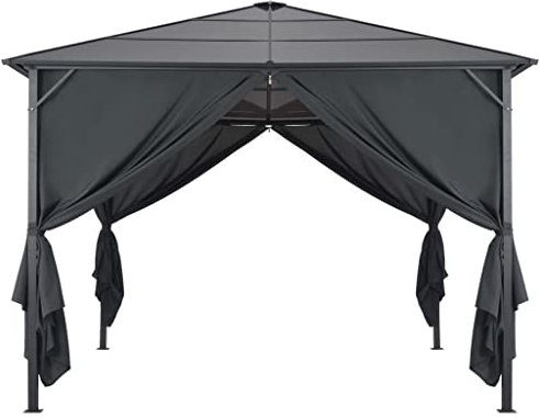 Pavillion Pavillon Terrassenüberdachung Pavillons - Gartenpavillon mit Vorhang Aluminium 3×3 m Schwarz für Garten Party Terrasse Events