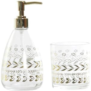 BAÑO SET 2 CRISTAL ABS 9X9X18 400 HOJAS DORADO