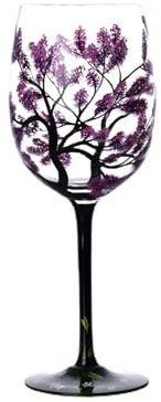 Bicchieri da vino decorativi – Four Seasons Tree Vetreria Vino bianco | Modello unico in rilievo, infrangibile con stelo, multicolore per casa, ufficio, interno ed esterno