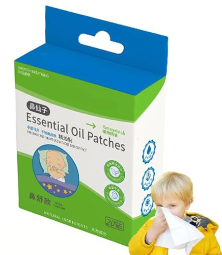 Clogged Nose Relief Patches - Pack of 20 Natural Nose Plasters for Nasal Congestion, Sleep Plasters for Toddlers Over 6 Months | Gentle Soothing Breathing, Relief Patches for Baby