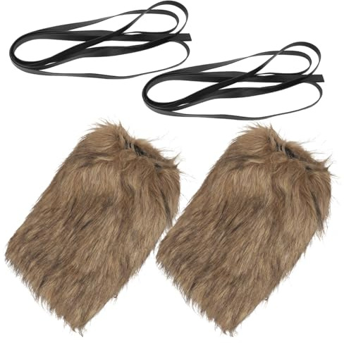 Alipis Fellweste Herren Kostüm Pelz Beinwärmer mit Elastischen Trägern Unisex Polyester für Halloween und Cosplay im Wikingerstil | Elastische Riemen, Vielseitig Tragbar für Halloween und Partys, für Damen und Herren