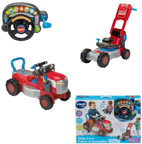 VTech Baby 3-in-1 Traktor Rasenmäher mit Lenkrad, Musik