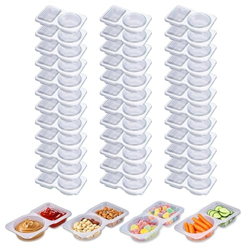 Guanici 40 Stücke Plastikbecher Mit Deckel Kleine Dosen mit Deckel Plastik Snack Container Mealprepboxen Wiederverwendbar für Mittagessen Snack Marmelade Joghurt Obst Salat Gewürze