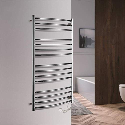 Scaldasalviette Elettrico da Parete per Bagno, Scaldasalviette Elettrico a Parete in Acciaio Inossidabile per Bagno di Casa, Portasciugamani Elettrico Caldo 15 Barre Lucido 198 Watt,HardWire
