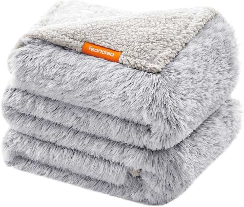 Feandrea Vattentät Hundfilt, Lång Plyschfilt för Extra Stora Hundar, Människor, Katter, 237 x 207 cm, XXXL, Sherpa Fleece, Vändbar, Soffskydd, Ombre Grå PPB009GA01