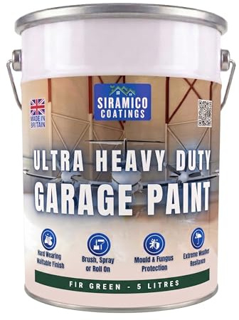 SIRAMICO COATINGS One Coat - Ultra Heavy Duty Garage Floor Paint - 5 Litres - White - Green - Light Grey - Brown - Anthracite (Fir Green)