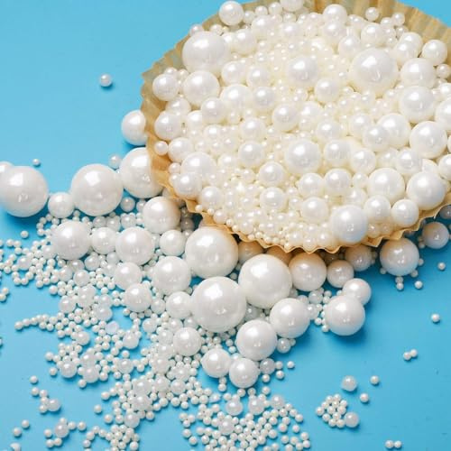 Wedding Party - 130g/4.6oz Edible Pearl Sugar Sprinkles Mix, White Pearl Sugar, Baking Cake Decoration, Cupcake Decoration, Cookie Decoration, Ice Cream Celebration, Shaker Cup, (White)