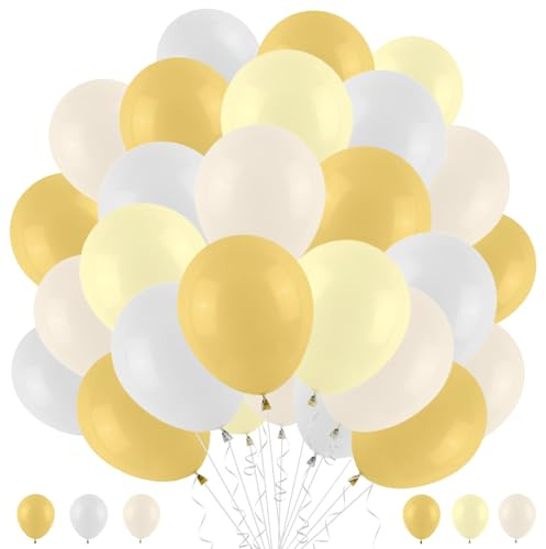 Pastell Luftballons Gelb, 50pcs Luftballons Gelb, Gelbe und Weiße Luftballon, Helium Ballons Gelbe, Gelbs Latex Luftballon, Luftballoons Pastell, Gelbs Luftballoons Kindergeburtstag