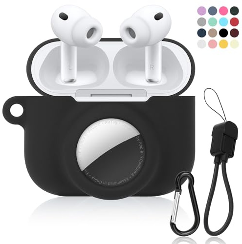 Custodia in silicone morbido 2 in 1 compatibile con AirPod Pro 3 e AirTag, custodia protettiva antiurto per AirPod Pro 3 con kit di pulizia e cordino per cavo dati, per uomini e donne