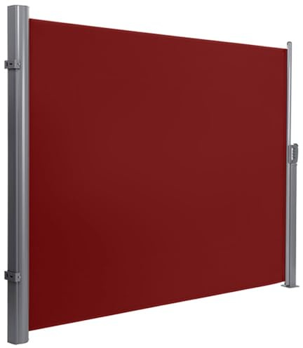 Tenda laterale retrattile per esterni, impermeabile, per patio, piscina e terrazza, protezione da sole e vento, divisorio pieghevole (rosso vino, 200 x 300 cm)