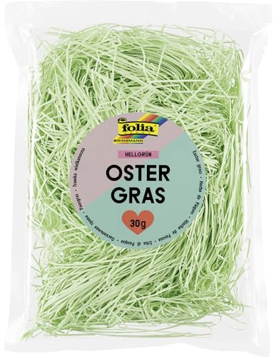 folia 603051 - Ostergras HELLGRÜN, 30 g im Beutel, Dekogras aus Papier, Füllmaterial für Bastelarbeiten, Geschenktüten und Osterkörbe